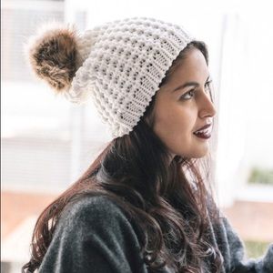 Knit Beanie Faux Pom Pom
